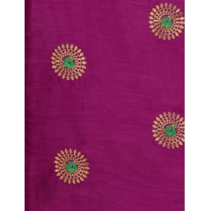 Generic Women's Silk Blend Embroidered Saree With Unstitched Blouse 5.5Mtr (Purple)
