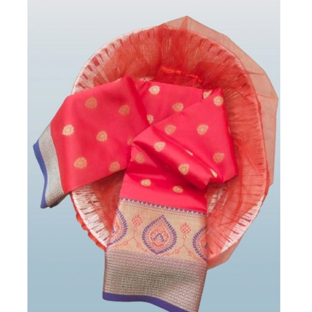 Women's Silk Blend Woven Saree With Unstitched Blouse 5.5Mtr (Red) Women's Silk Blend Woven Saree With Unstitched Blouse 5.5Mtr (Red)