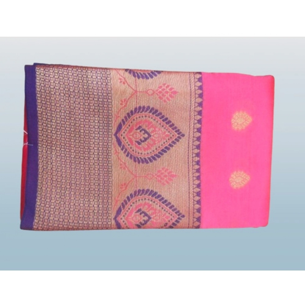 Women's Silk Blend Woven Saree With Unstitched Blouse 5.5Mtr (Pink) Women's Silk Blend Woven Saree With Unstitched Blouse 5.5Mtr (Pink)