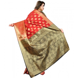 Generic Women's Jacquard Woven Saree With Unstitched Blouse 5.5Mtr (Red)