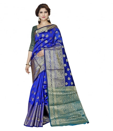 Women's Jacquard Woven Saree With Unstitched Blouse 5.5Mtr (Multicolor)