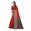 Women's Jacquard Woven Saree With Unstitched Blouse 5.5Mtr (Red) Women's Jacquard Woven Saree With Unstitched Blouse 5.5Mtr (Red)
