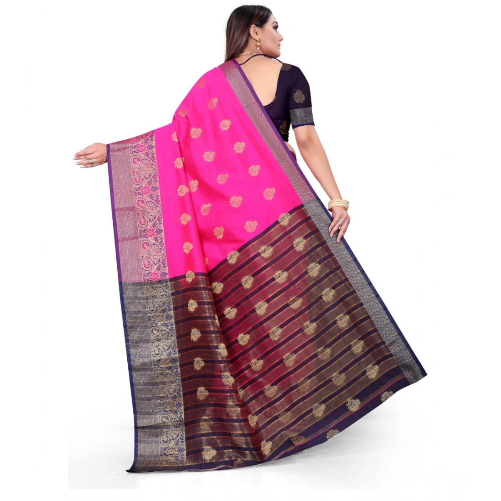 Women's Silk Blend Woven Saree With Unstitched Blouse 5.5Mtr (Pink) Women's Silk Blend Woven Saree With Unstitched Blouse 5.5Mtr (Pink)