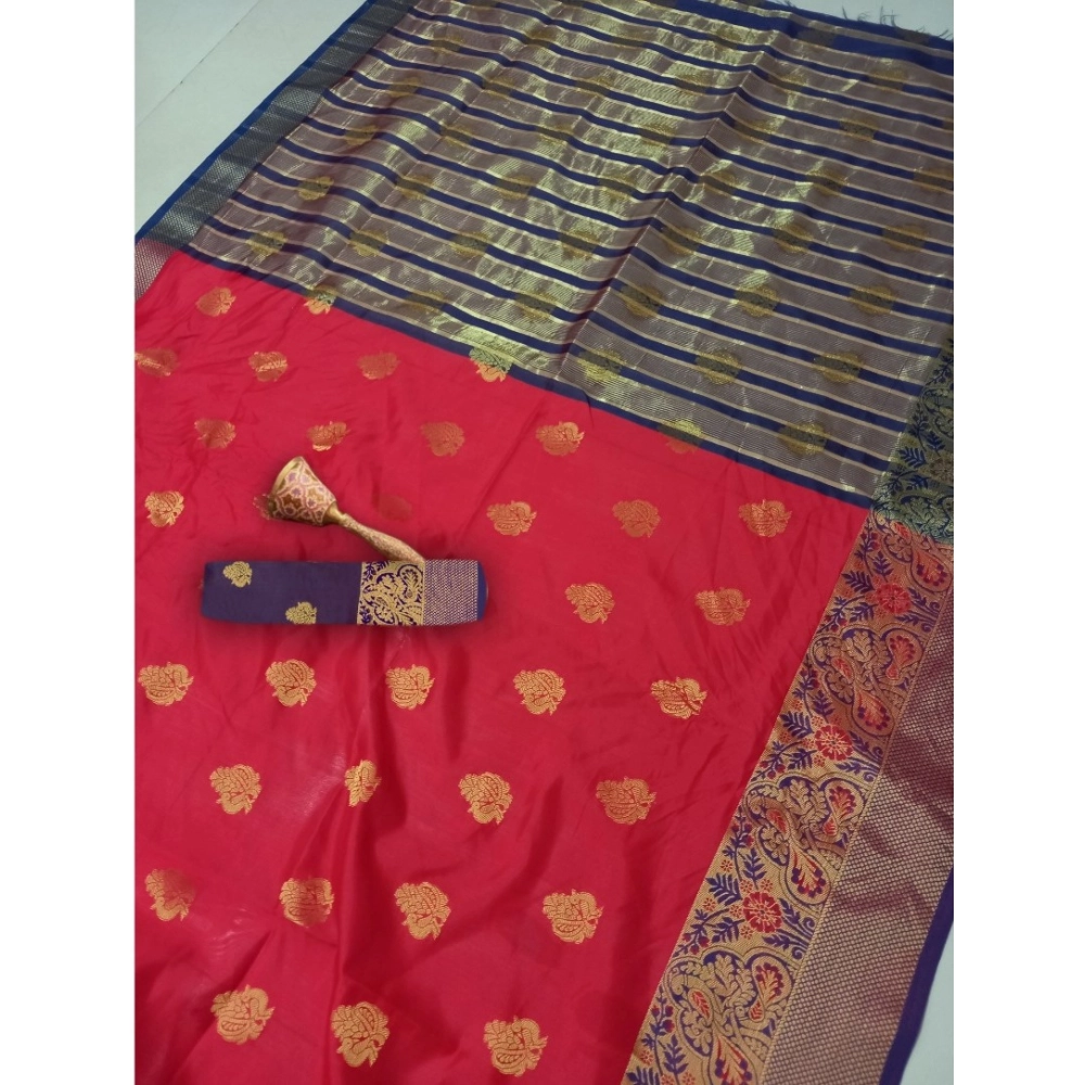 Women's Silk Blend Woven Saree With Unstitched Blouse 5.5Mtr (Red) Women's Silk Blend Woven Saree With Unstitched Blouse 5.5Mtr (Red)