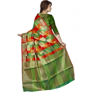 Generic Women's Jacquard Woven Saree With Unstitched Blouse 5.5Mtr (Green)