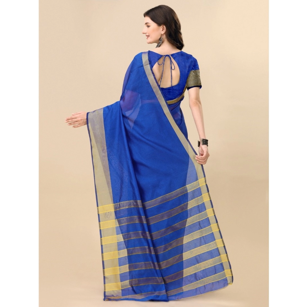 Women's Cotton Silk Striped Saree With Unstitched Blouse 5.5Mtr (Multicolor) Women's Cotton Silk Striped Saree With Unstitched Blouse 5.5Mtr (Multicolor)