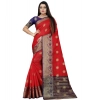 Women's Silk Blend Woven Saree With Unstitched Blouse 5.5Mtr (Red-Blue) Women's Silk Blend Woven Saree With Unstitched Blouse 5.5Mtr (Red-Blue)