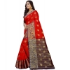 Women's Silk Blend Woven Saree With Unstitched Blouse 5.5Mtr (Purple-Red) Women's Silk Blend Woven Saree With Unstitched Blouse 5.5Mtr (Purple-Red)