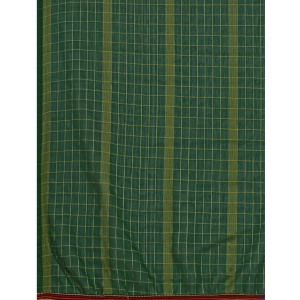 Generic Women's Silk Blend Checkered Saree With Unstitched Blouse 5.5Mtr (Green)
