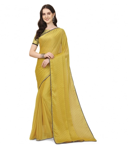 Women's Silk Blend Embellished Saree With Unstitched Blouse 5.5Mtr (Mustard)