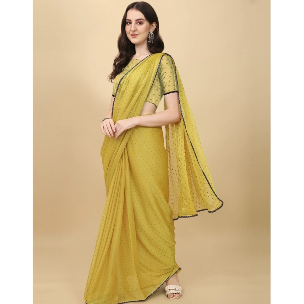 Women's Silk Blend Embellished Saree With Unstitched Blouse 5.5Mtr (Mustard) Women's Silk Blend Embellished Saree With Unstitched Blouse 5.5Mtr (Mustard)
