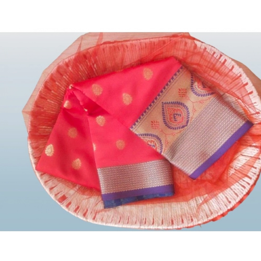 Women's Silk Blend Woven Saree With Unstitched Blouse 5.5Mtr (Red) Women's Silk Blend Woven Saree With Unstitched Blouse 5.5Mtr (Red)