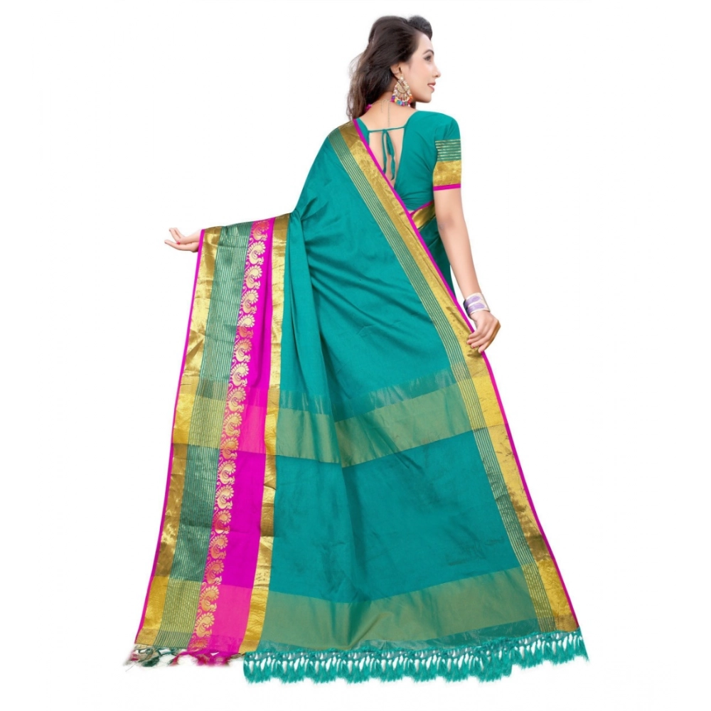 Women's Jacquard Woven Saree With Unstitched Blouse 5.5Mtr (Dark Green) Women's Jacquard Woven Saree With Unstitched Blouse 5.5Mtr (Dark Green)