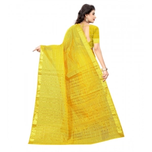 Generic Women's Jacquard Woven Saree With Unstitched Blouse 5.5Mtr (Yellow)