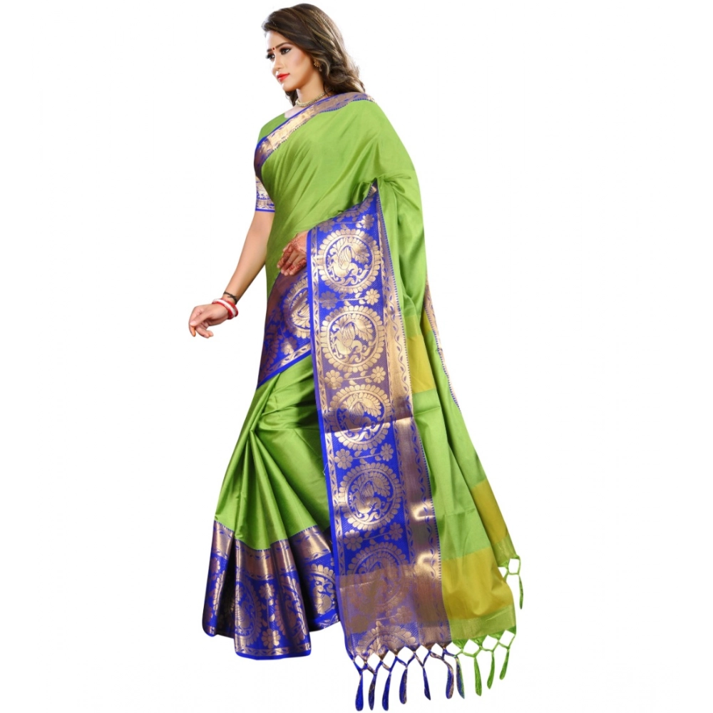 Women's Jacquard Woven Saree With Unstitched Blouse 5.5Mtr (Green) Women's Jacquard Woven Saree With Unstitched Blouse 5.5Mtr (Green)
