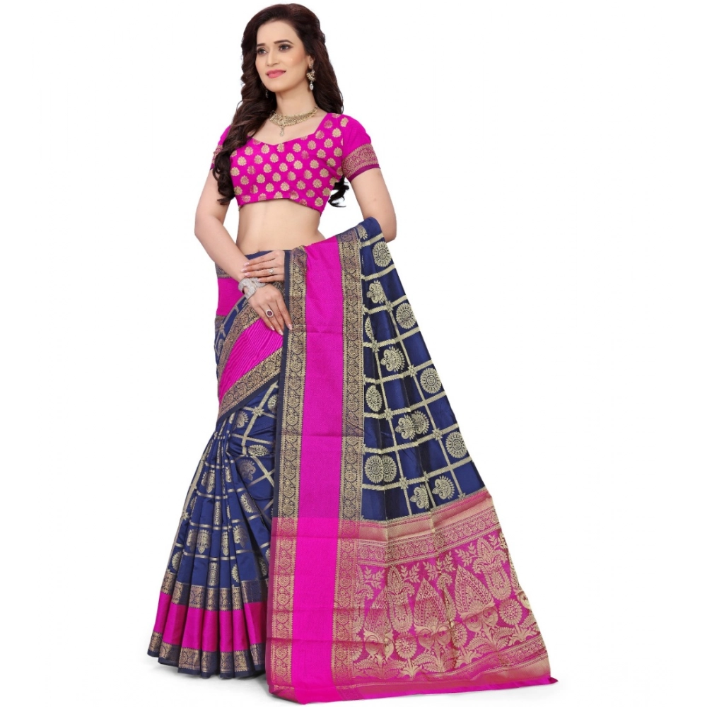 Women's Jacquard Woven Saree With Unstitched Blouse 5.5Mtr (Blue) Women's Jacquard Woven Saree With Unstitched Blouse 5.5Mtr (Blue)