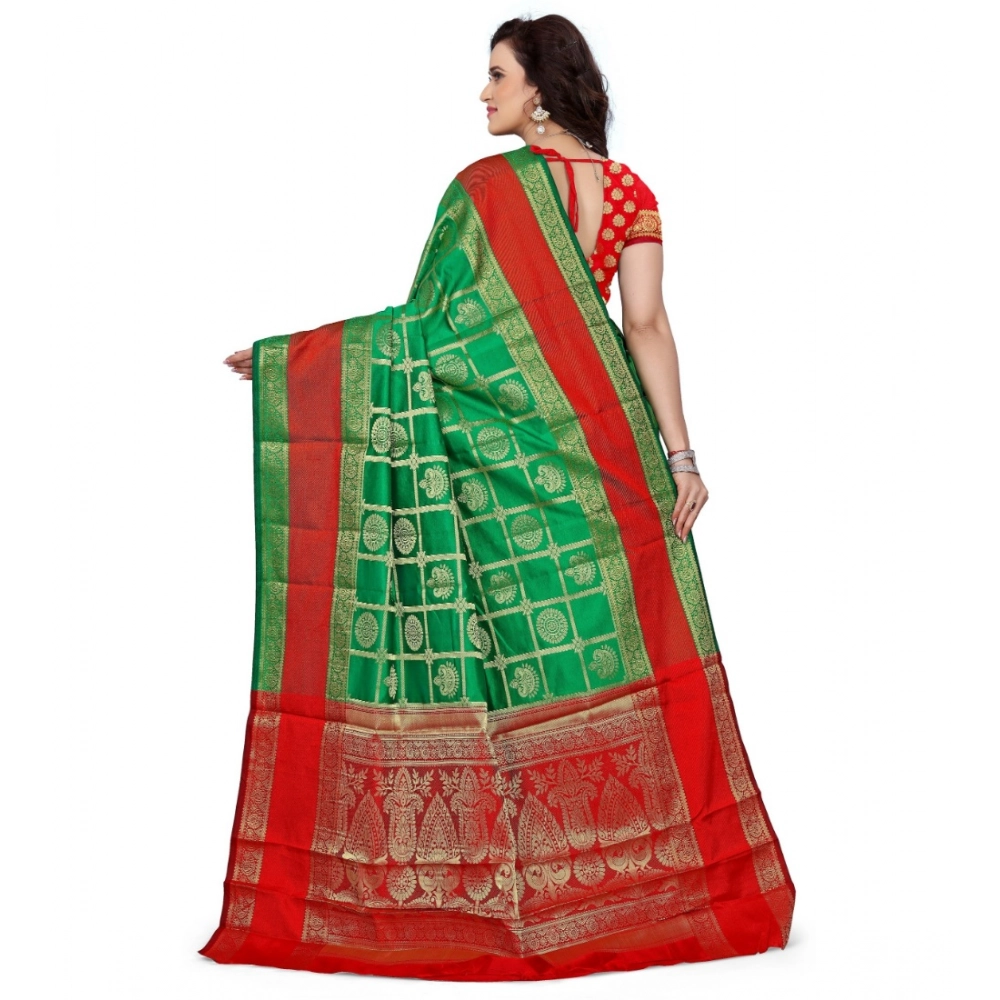 Women's Jacquard Woven Saree With Unstitched Blouse 5.5Mtr (Green) Women's Jacquard Woven Saree With Unstitched Blouse 5.5Mtr (Green)