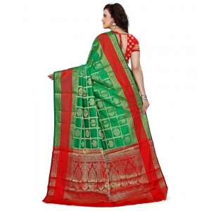 Generic Women's Jacquard Woven Saree With Unstitched Blouse 5.5Mtr (Green)