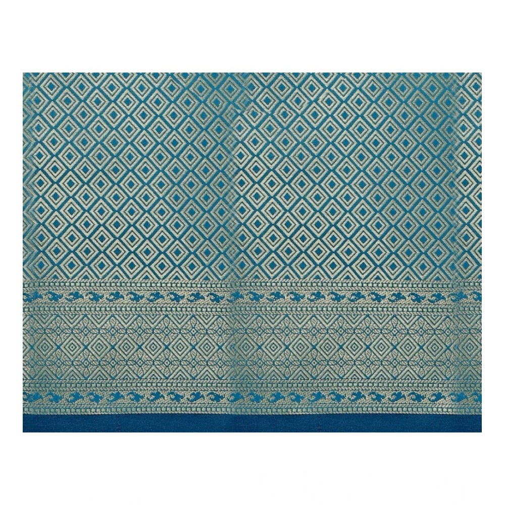 Women's Jacquard Woven Saree With Unstitched Blouse 5.5Mtr (Blue) Women's Jacquard Woven Saree With Unstitched Blouse 5.5Mtr (Blue)