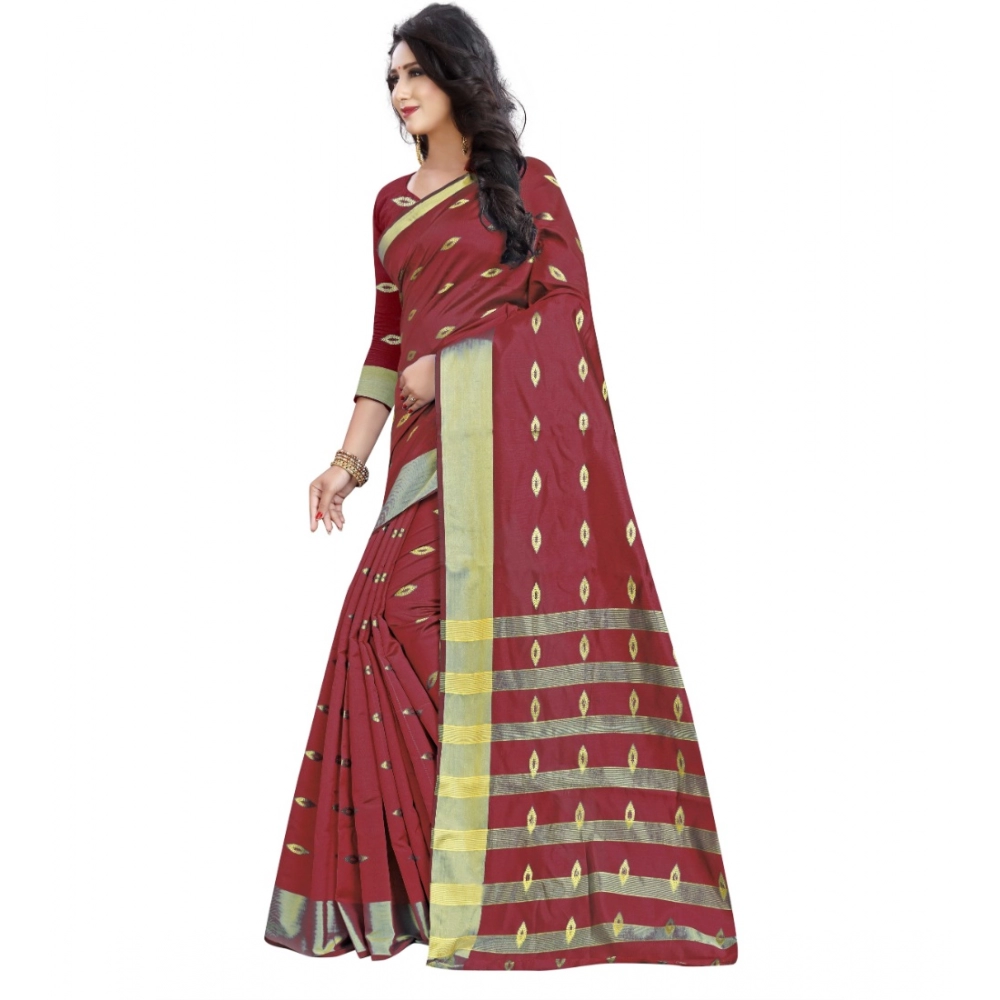 Women's Silk Blend Woven Saree With Unstitched Blouse 5.5Mtr (Red) Women's Silk Blend Woven Saree With Unstitched Blouse 5.5Mtr (Red)