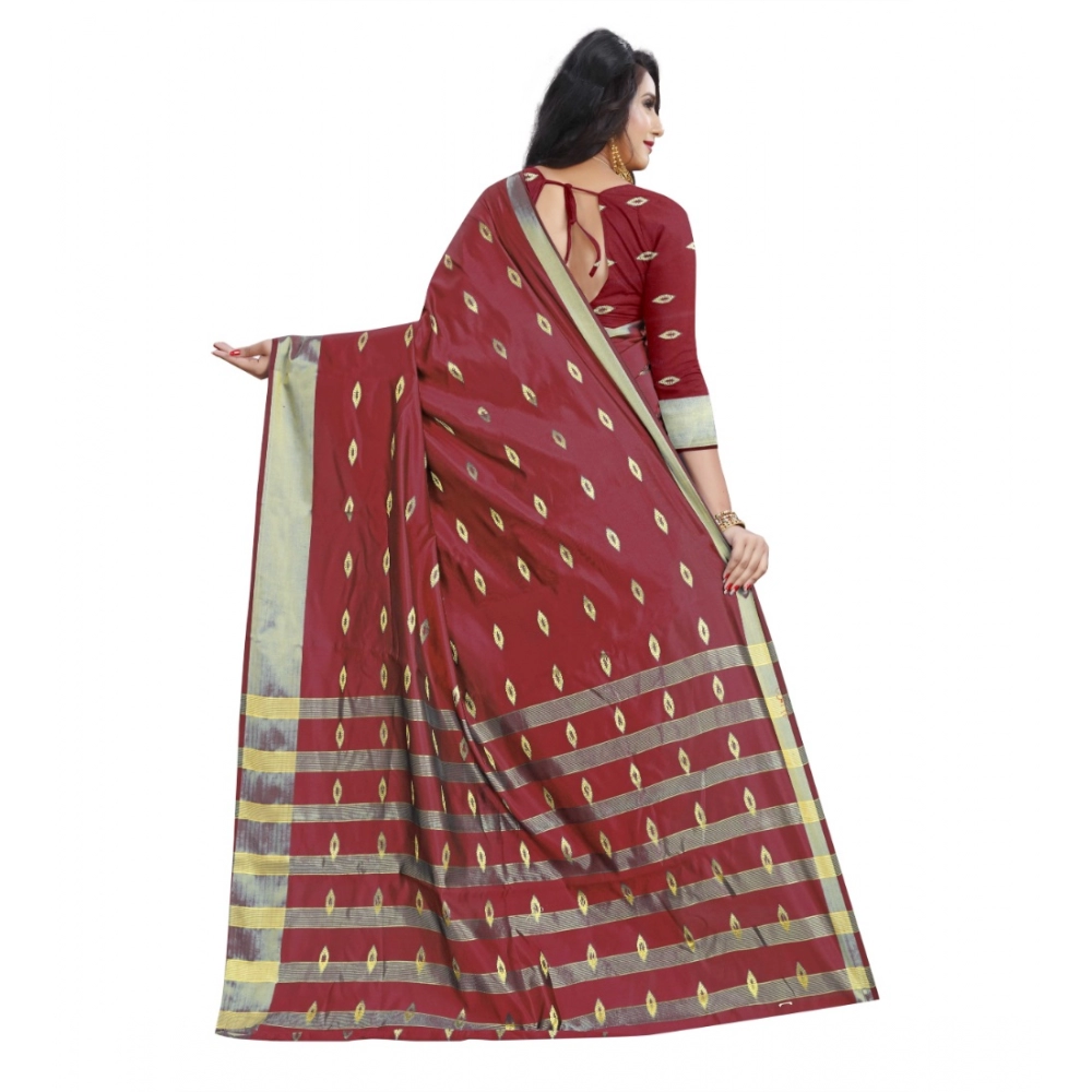 Women's Silk Blend Woven Saree With Unstitched Blouse 5.5Mtr (Red) Women's Silk Blend Woven Saree With Unstitched Blouse 5.5Mtr (Red)