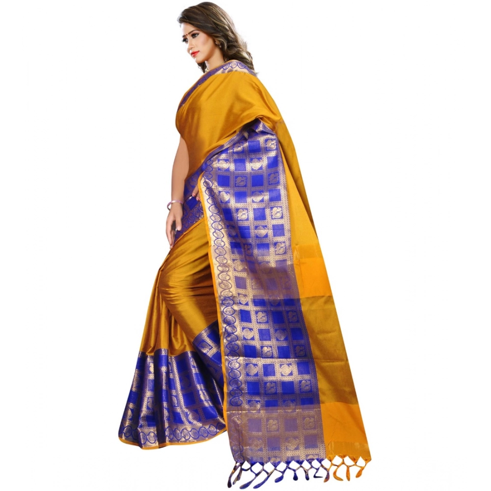 Women's Jacquard Woven Saree With Unstitched Blouse 5.5Mtr (Mustard) Women's Jacquard Woven Saree With Unstitched Blouse 5.5Mtr (Mustard)