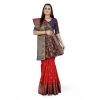 Women's Jacquard Woven Saree With Unstitched Blouse 5.5Mtr (Red) Women's Jacquard Woven Saree With Unstitched Blouse 5.5Mtr (Red)