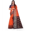 Women's Silk Blend Woven Saree With Unstitched Blouse 5.5Mtr (Orange) Women's Silk Blend Woven Saree With Unstitched Blouse 5.5Mtr (Orange)