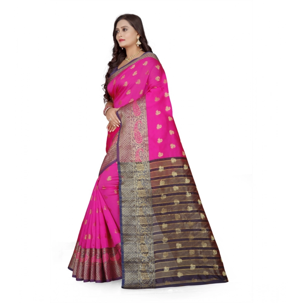 Women's Jacquard Woven Saree With Unstitched Blouse 5.5Mtr (Pink) Women's Jacquard Woven Saree With Unstitched Blouse 5.5Mtr (Pink)
