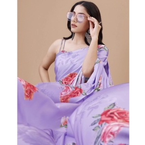 Generic Women's Crepe Digital Print Saree With Unstitched Blouse 5.5Mtr (Multicolor)