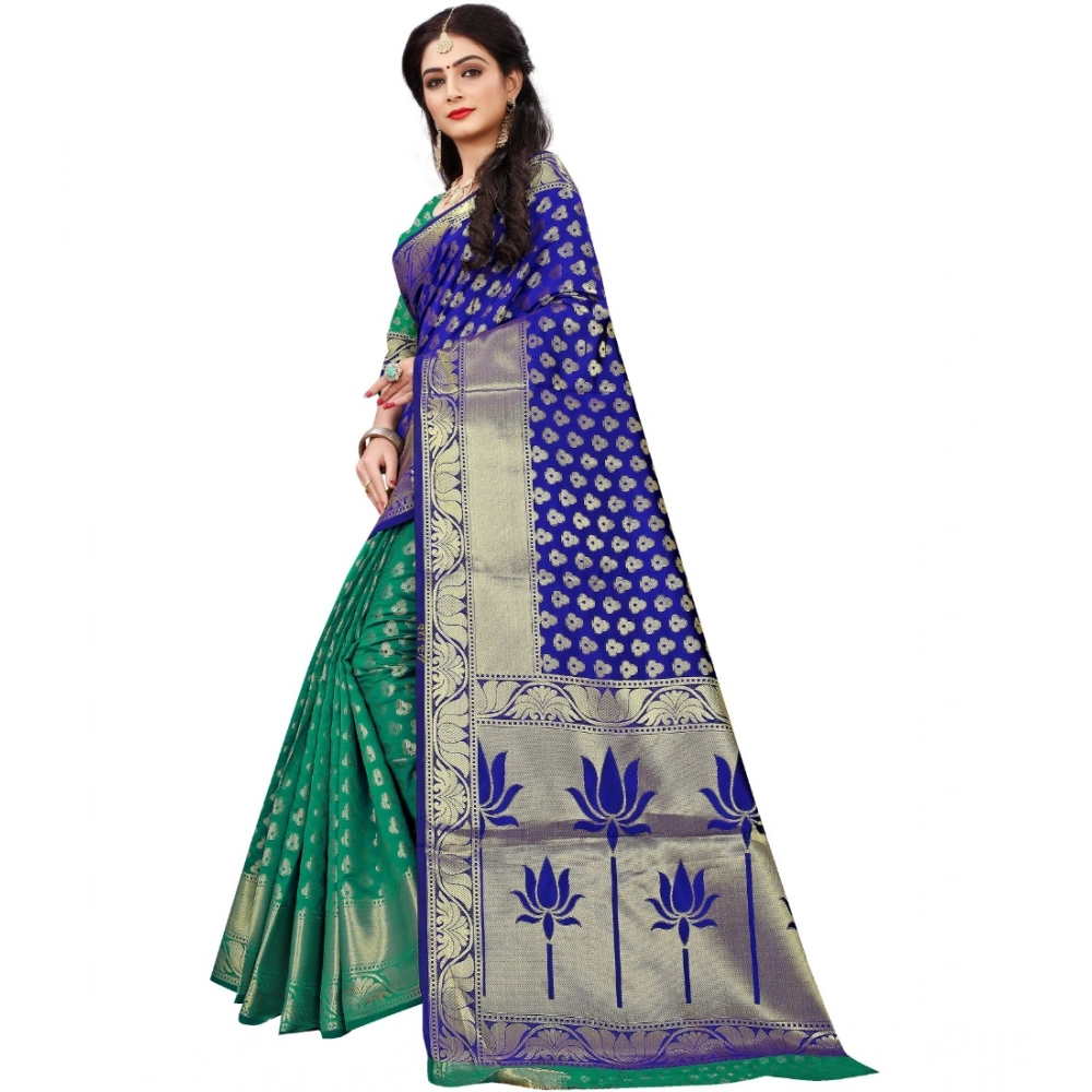 Women's Jacquard Woven Saree With Unstitched Blouse 5.5Mtr (Green) Women's Jacquard Woven Saree With Unstitched Blouse 5.5Mtr (Green)