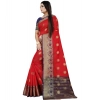 Women's Silk Blend Woven Saree With Unstitched Blouse 5.5Mtr (Red-Blue) Women's Silk Blend Woven Saree With Unstitched Blouse 5.5Mtr (Red-Blue)