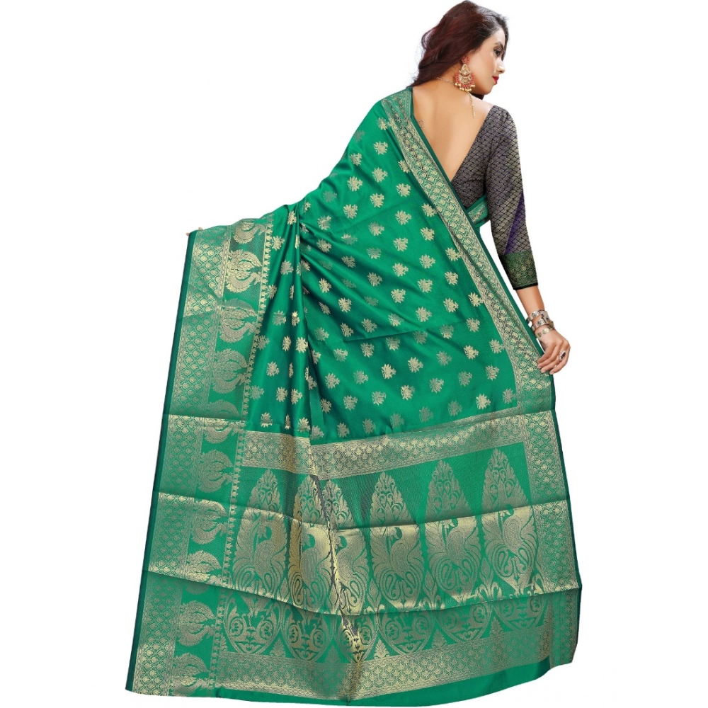 Women's Jacquard Woven Saree With Unstitched Blouse 5.5Mtr (Green) Women's Jacquard Woven Saree With Unstitched Blouse 5.5Mtr (Green)