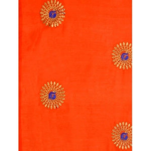 Generic Women's Silk Blend Embroidered Saree With Unstitched Blouse 5.5Mtr (Orange)