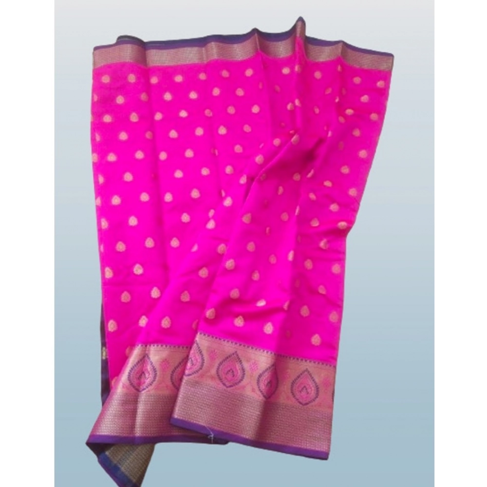 Women's Silk Blend Woven Saree With Unstitched Blouse 5.5Mtr (Pink) Women's Silk Blend Woven Saree With Unstitched Blouse 5.5Mtr (Pink)