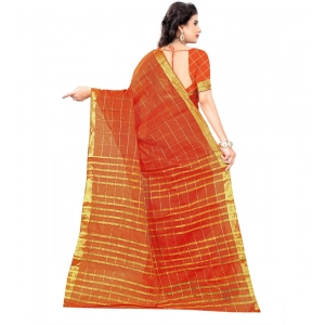 Generic Women's Jacquard Woven Saree With Unstitched Blouse 5.5Mtr (Orange)