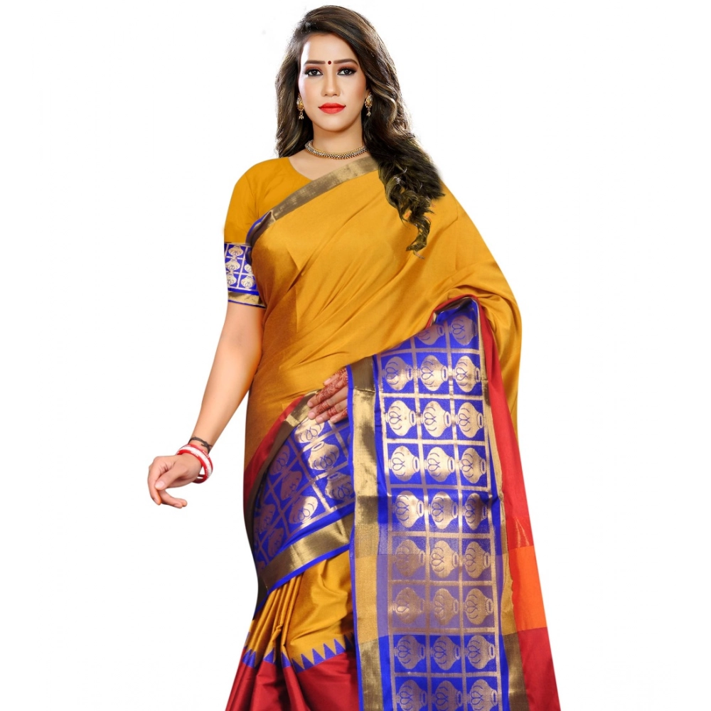 Women's Jacquard Woven Saree With Unstitched Blouse 5.5Mtr (Mustard) Women's Jacquard Woven Saree With Unstitched Blouse 5.5Mtr (Mustard)
