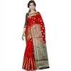 Women's Jacquard Woven Saree With Unstitched Blouse 5.5Mtr (Red) Women's Jacquard Woven Saree With Unstitched Blouse 5.5Mtr (Red)