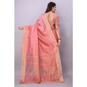 Generic Women's Silk Blend Woven Saree With Unstitched Blouse 5.5Mtr (Pink)