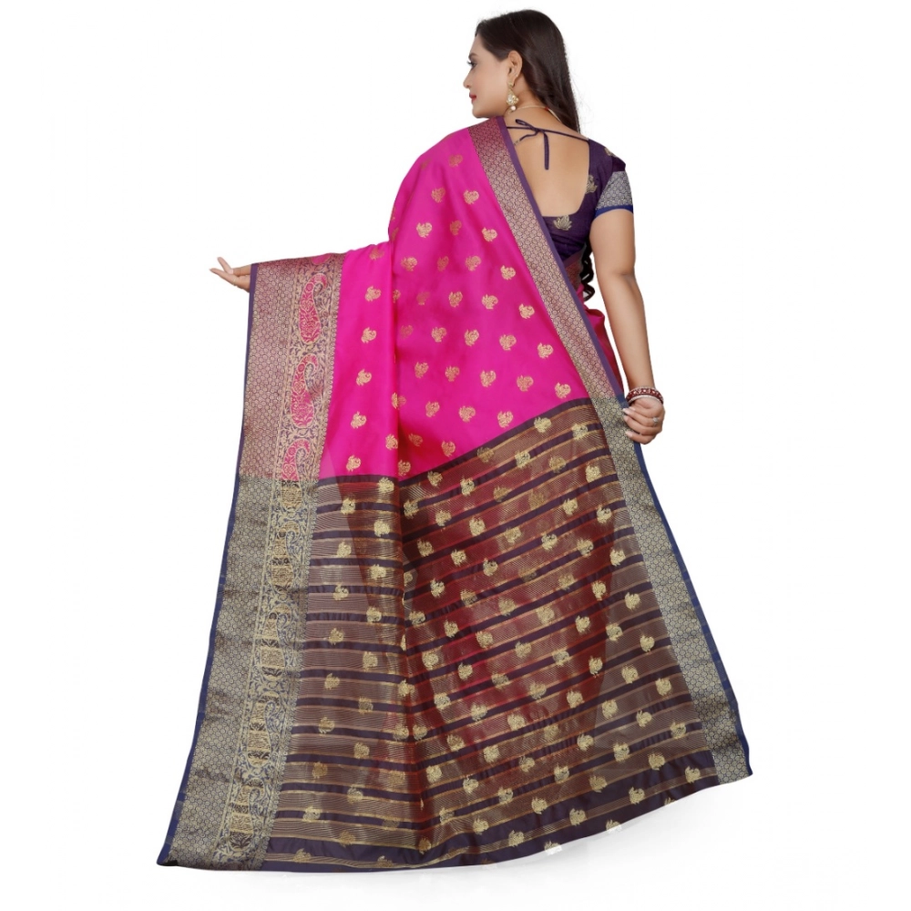 Women's Jacquard Woven Saree With Unstitched Blouse 5.5Mtr (Pink) Women's Jacquard Woven Saree With Unstitched Blouse 5.5Mtr (Pink)