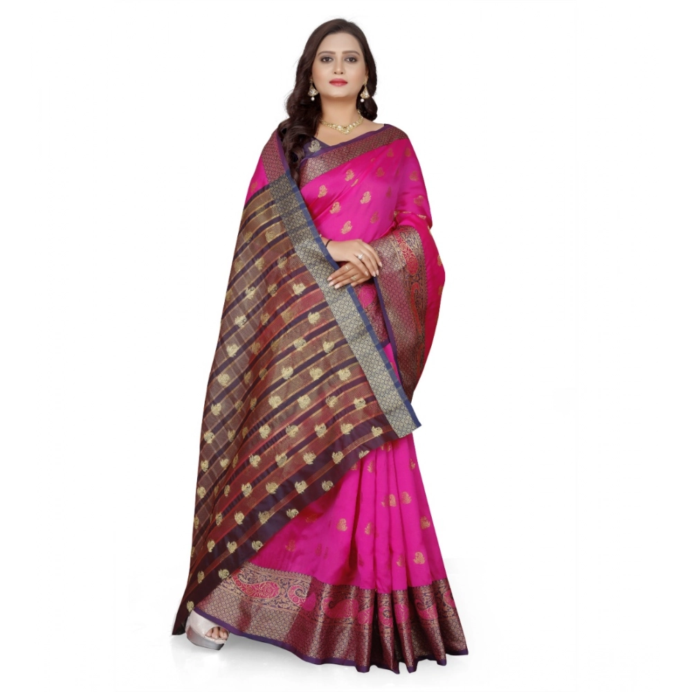 Women's Jacquard Woven Saree With Unstitched Blouse 5.5Mtr (Pink) Women's Jacquard Woven Saree With Unstitched Blouse 5.5Mtr (Pink)