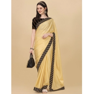 Generic Women's Chiffon Self Design Saree With Unstitched Blouse 5.5Mtr (Yellow)