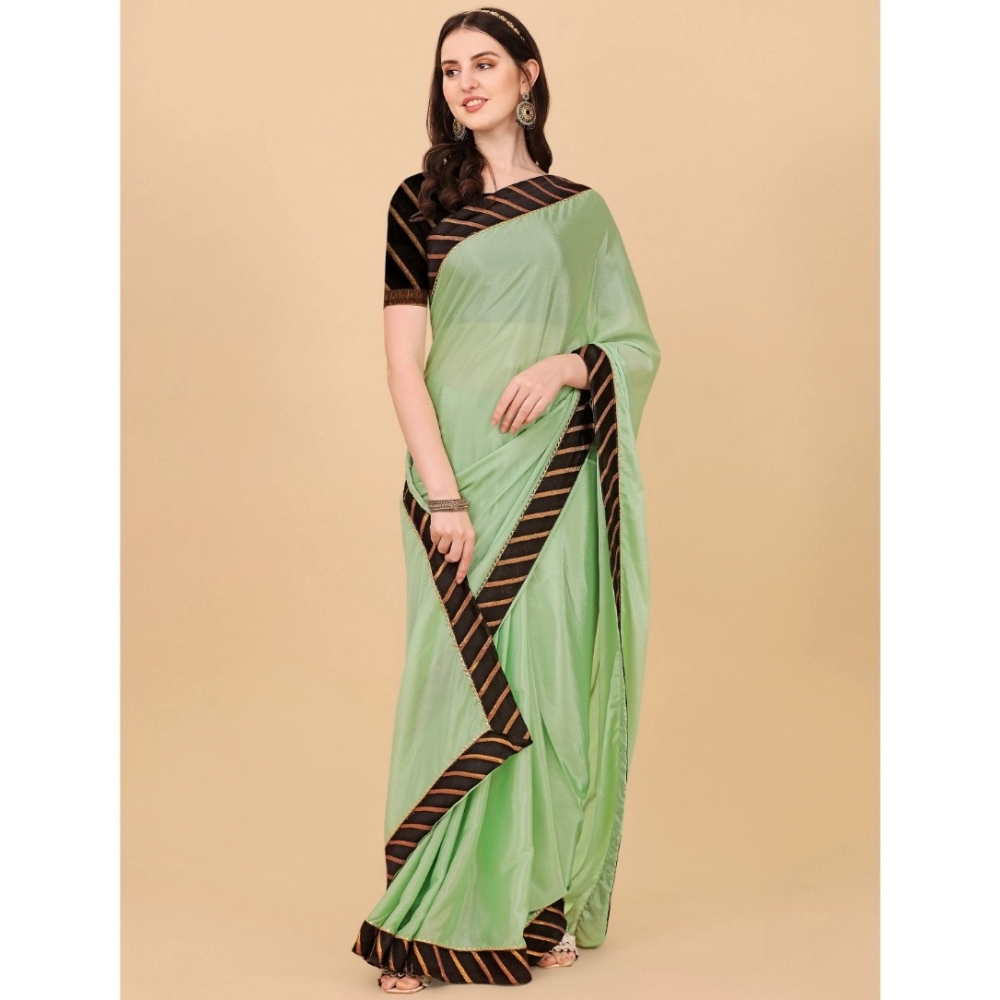 Women's Chiffon Self Design Saree With Unstitched Blouse 5.5Mtr (Light Green) Women's Chiffon Self Design Saree With Unstitched Blouse 5.5Mtr (Light Green)