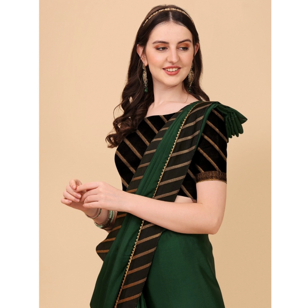 Women's Chiffon Self Design Saree With Unstitched Blouse 5.5Mtr (Green) Women's Chiffon Self Design Saree With Unstitched Blouse 5.5Mtr (Green)