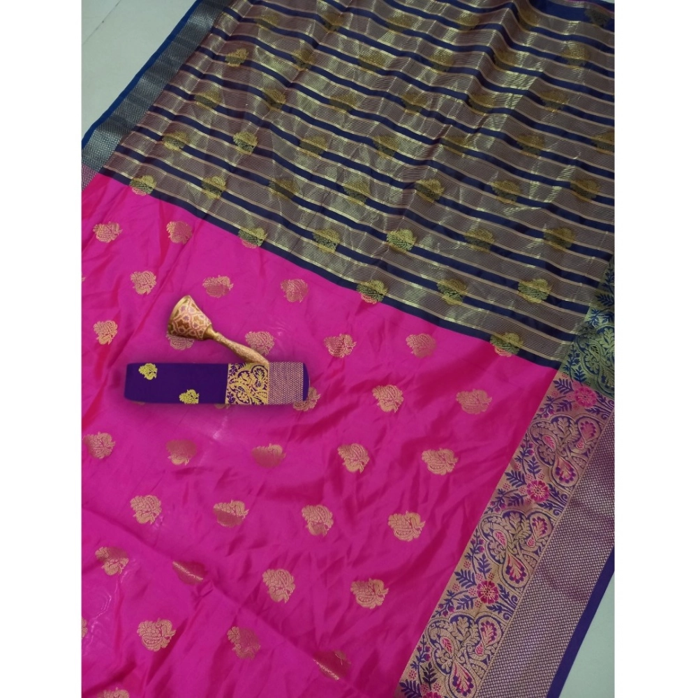 Women's Silk Blend Woven Saree With Unstitched Blouse 5.5Mtr (Pink) Women's Silk Blend Woven Saree With Unstitched Blouse 5.5Mtr (Pink)