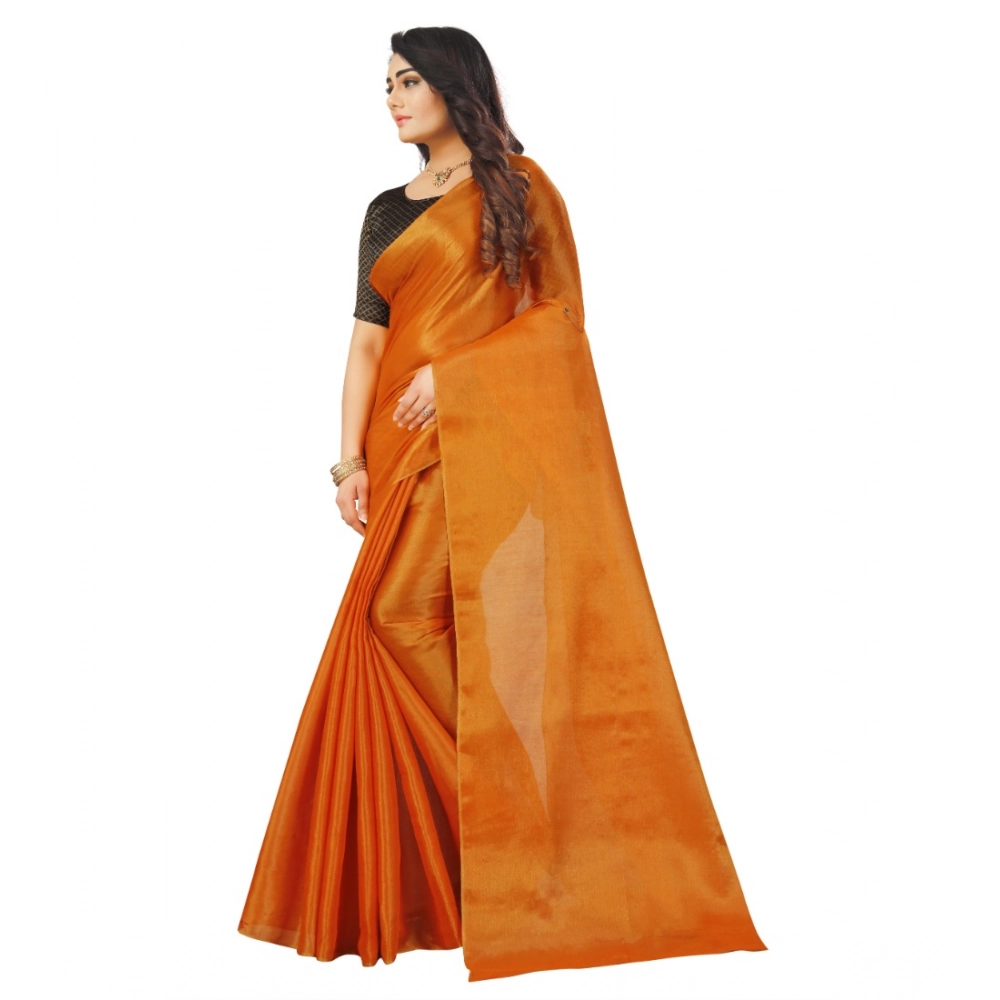 Women's Cotton Silk Self Design Saree With Unstitched Blouse 5.5Mtr (Orange) Women's Cotton Silk Self Design Saree With Unstitched Blouse 5.5Mtr (Orange)