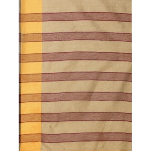 Generic Women's Cotton Silk Striped Saree With Unstitched Blouse 5.5Mtr (Cream)