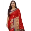 Women's Silk Blend Woven Saree With Unstitched Blouse 5.5Mtr (Purple-Red)