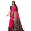 Women's Silk Blend Woven Saree With Unstitched Blouse 5.5Mtr (Blue-Pink) Women's Silk Blend Woven Saree With Unstitched Blouse 5.5Mtr (Blue-Pink)