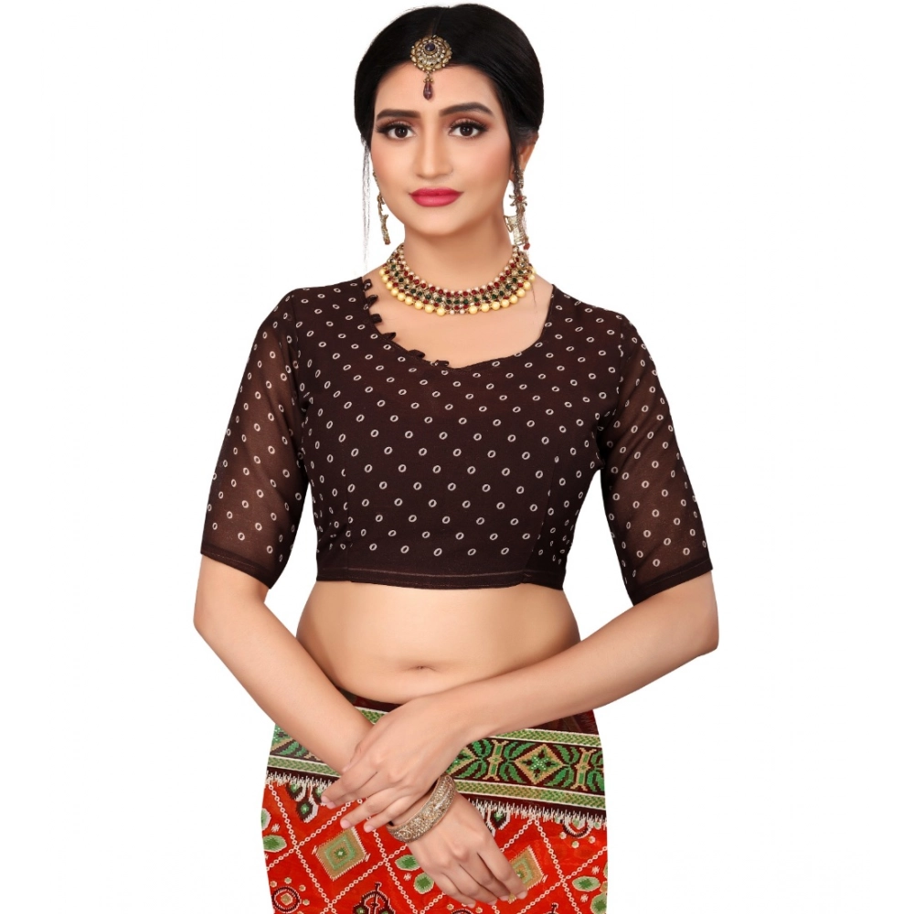Women's Georgette Floral Print Saree With Unstitched Blouse 5.5Mtr (Orange) Women's Georgette Floral Print Saree With Unstitched Blouse 5.5Mtr (Orange)